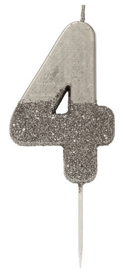 Talking Tables Kakelys Tall Sølv/Glitter - Tallet 4 Talking Tables Kakelys Tall Sølv/Glitter - Tallet 4