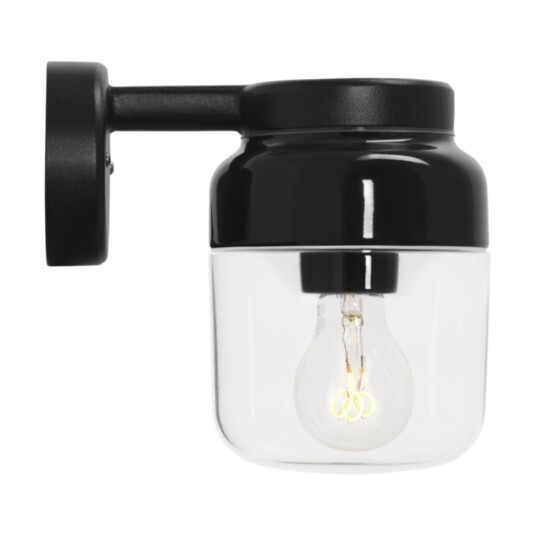 Ohm Wall Vegglampe LED E27 Svart 140/205 Klarglass IP44