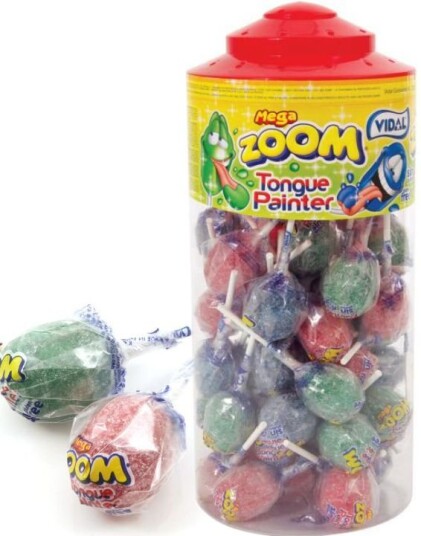 50 stk Vidal Zoom Tongue Painter   Assortert Stor Kjærlighet på Pinne   Hel Eske