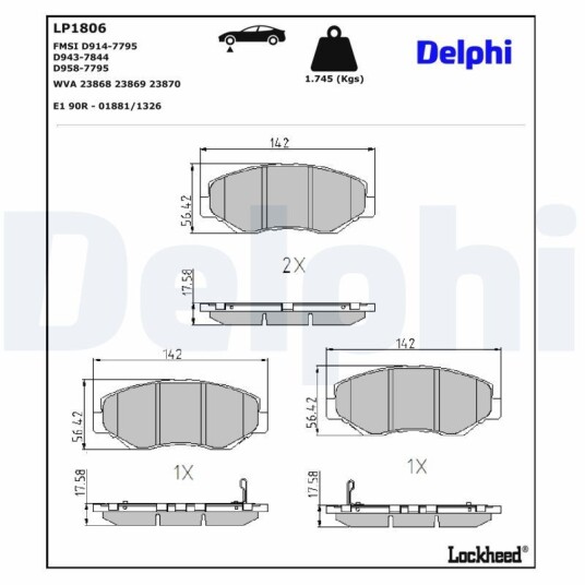 Bremseklosser DELPHI LP1806