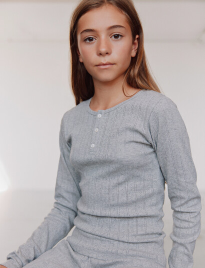 Sofie Schnoor Young Petriciasy Pointelle Longsleeve Tee Grey 152 Sofie Schnoor Young Petriciasy Pointelle Longsleeve Tee Grey 152