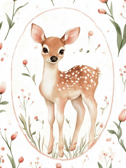 Namly Design Plakat Hjort i Blomstermiljø POSTER7A6EU1