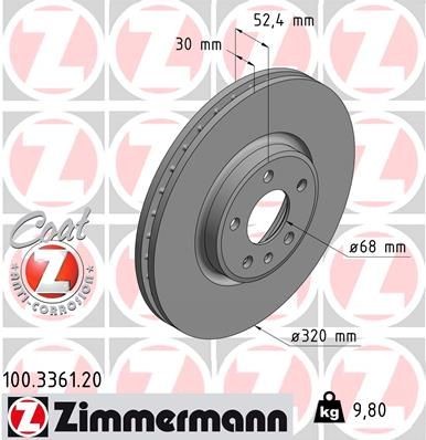 Bremseskive ZIMMERMANN 100.3361.20 Bremseskive ZIMMERMANN 100.3361.20