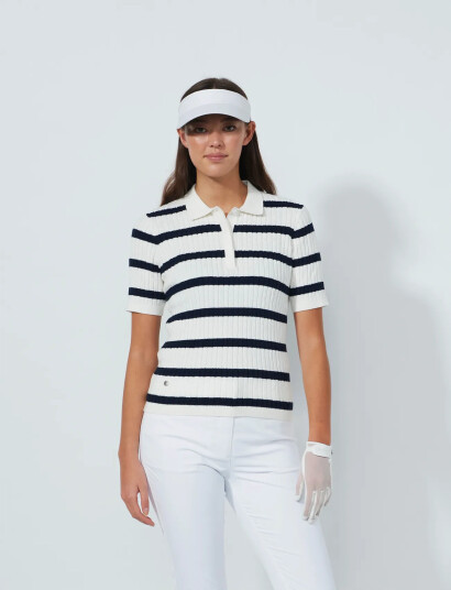 Daily Sports Stripe Madelene 1/2S Polo Shirt White XXL Daily Sports Stripe Madelene 1/2S Polo Shirt White XXL