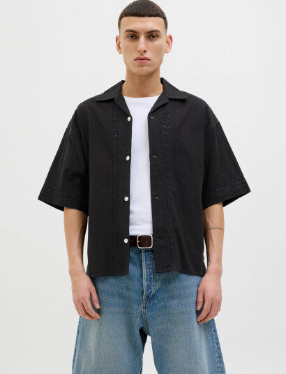 Jack & Jones Jormarrakech Detail Shirt Ss - Black - M