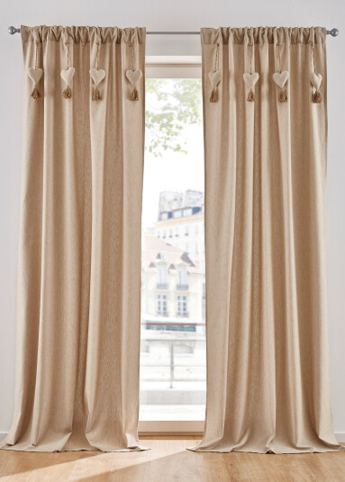 bonprix Gardin med hjerter, av økologisk bomull (1-pack) 3 (H/B: 225/110 cm),4 (H/B: 245/110 cm),2 (H/B: 175/110 cm),1 (H/B: 145/110 cm) beige
