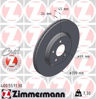 Bremseskive ZIMMERMANN 400.5571.30