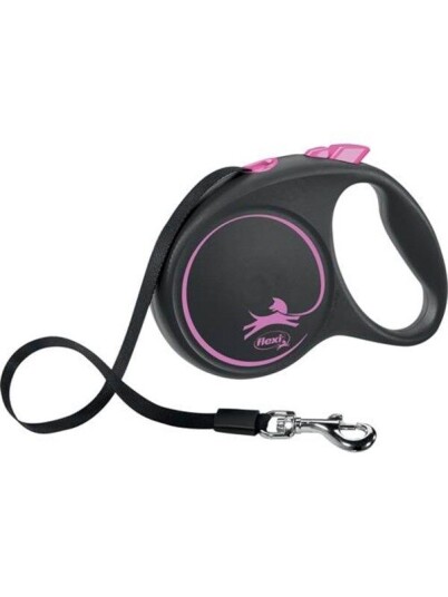 Flexi Hundebånd Black Design L 5 m 50 kg Rosa