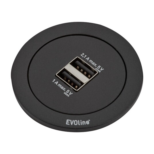 Evoline Stikkontakt One 2x USB Svart