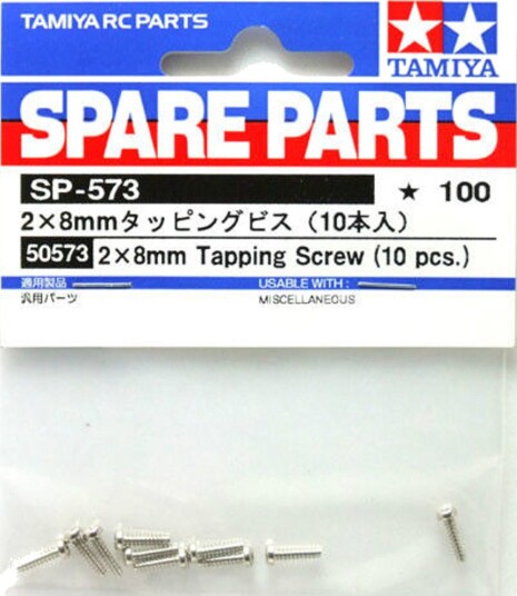 Tamiya 50573 Selvskjærende Skrue For Radiostyrte Modeller 2x8mm 10 Stk.