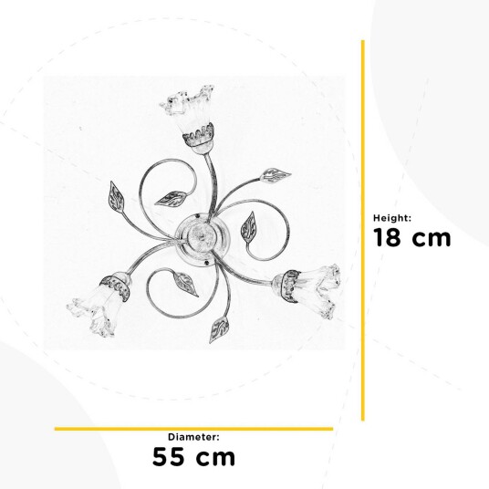 Onli Lancia taklampe elfenbensfarget 3 lyskilder jern glass