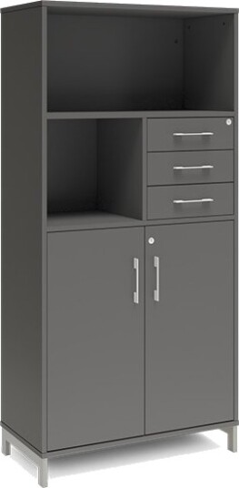Kontorskab Dna, 800X1660 Mm, Antracit/Alugrå, Skuffemodul 4A4/2A4 Kontorskab Dna, 800X1660 Mm, Antracit/Alugrå, Skuffemodul 4A4/2A4