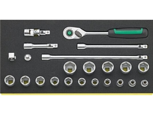 Stahlwille Tcs 3/8 Zoll 456/16/7 Qr, Pipenøkkelsett, 23 Stykker, Sort, Grønn, Sølv, 350 Mm, 175 Mm, 40 Mm