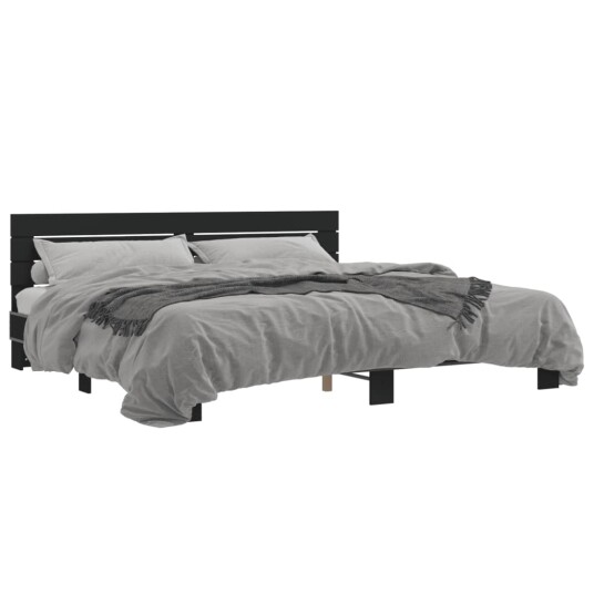  Sengeramme svart 200x200 cm konstruert tre og metall 8721102614231