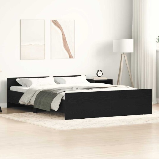 Sengeramme uten madrass svart eik 150x200 cm konstruert tre Sengeramme uten madrass svart eik 150x200 cm konstruert tre