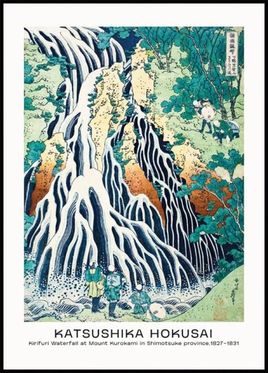 Kirifuri Waterfall Scene by Hokusai Plakat Plakat / 40x50cm