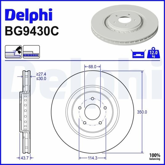 DELPHI BG9430C Bremseskive