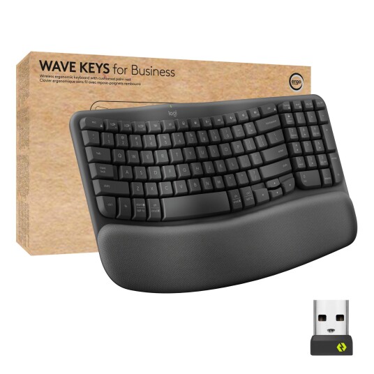 Logitech Wave Keys for Business - tastatur - QWERTY - US International - grafitt Logitech Wave Keys for Business - tastatur - QWERTY - US International - grafitt