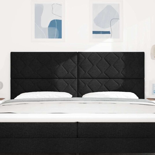 sengegavl diamantblokker design svart 200 cm stoff
