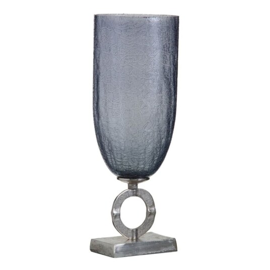 Bigbuy Home Vase 17 X 17 X 47 Cm Krystall Grå Metall Sølv