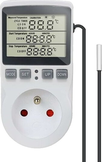 Digital termostat temperaturregulator stikkontakt 230V 16A med sensor varme kjøleskap termostat regulator for drivhus reptil terrarium Hom