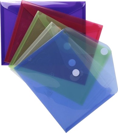 Exacompta 56720E, Envelope Folder, A5, Polypropylen (Pp), Blå, Grønn, Lilla, Rød, Gjennomsiktig, 2 Mm, Frankrike