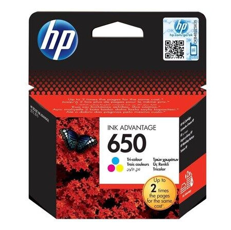 HP 650 / CZ102AE Tri-color - Blekkpatron Fargestoffbasert Cyan, Fargestoffbasert Gul
