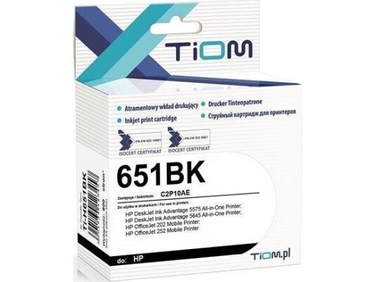 Tusz Tiom Tusz Tiom Do Hp 651Bk | C2p10ae | 22Ml | Black