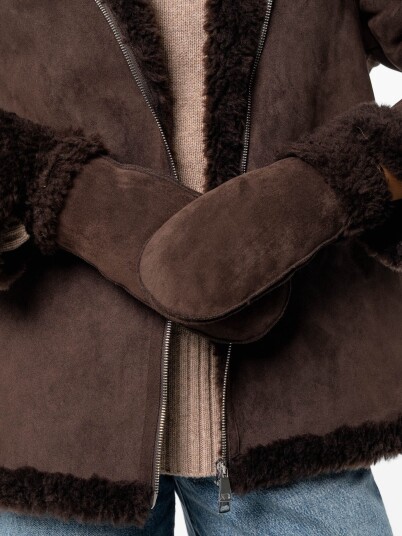 Løøv Erica Shearling Mittens Brun ONE SIZE Løøv Erica Shearling Mittens Brun ONE SIZE