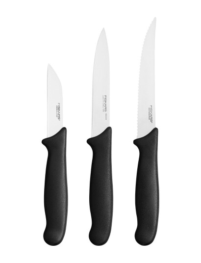 Fiskars Essential Vegetable Knife Set 3Pcs Black ONE SIZE