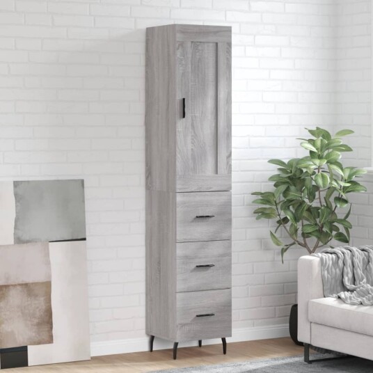 vidaXL Highboard grå sonoma 34,5x34x180 cm konstruert tre 8720845496371 vidaXL Highboard grå sonoma 34,5x34x180 cm konstruert tre 8720845496371