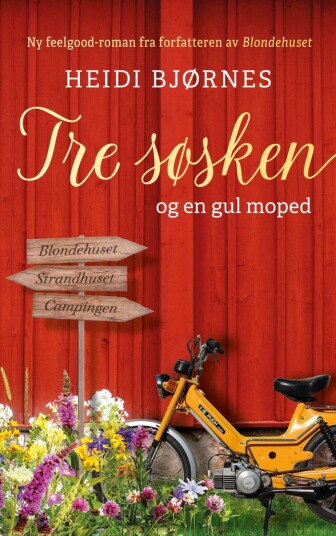 Tre søsken og en gul moped Tre søsken og en gul moped