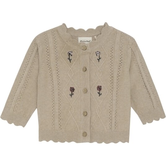 Minymo Beige Melange Cardigan Strikk 74