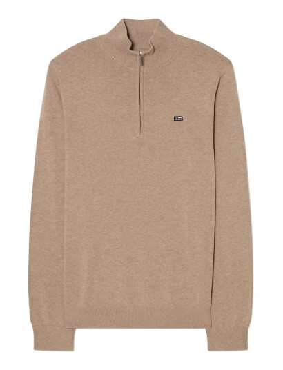 Lexington Clothing Cotton Half-Zip Knitted Sweater - Beige - XXL