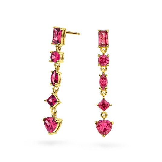 Pan Jewelry Viva Vegas øredobber i forgylt 925 sølv med rosa zirkonia
