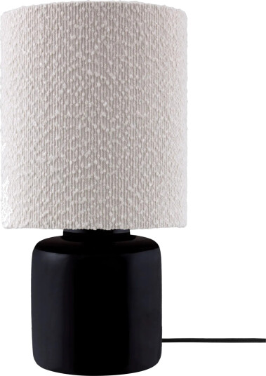 Globen Lighting Florian bordlampe Hvit bouclé/svart Ø20x39 cm