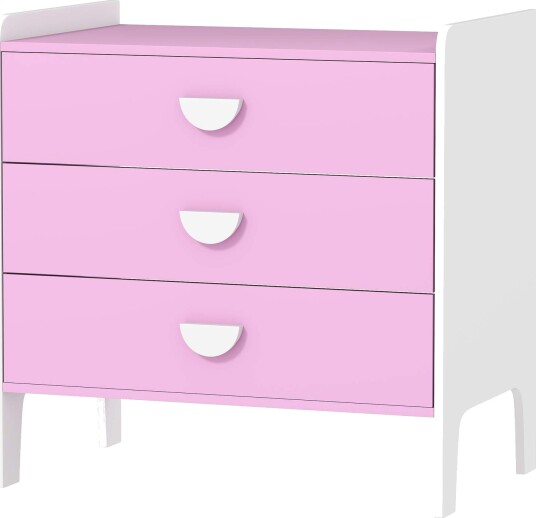 Kommode for barn med 3 skuffer rosa og hvit MDF oppbevaring Kommode for barn med 3 skuffer rosa og hvit MDF oppbevaring