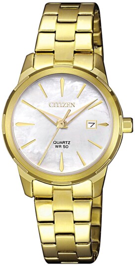 Citizen Dameklokke EU6072 56D Elegance Hvit/Gulltonet stål Ø28 mm