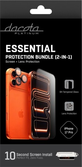 Dacota Platinum Essential 2-i-1 pakke med skjerm- og linsebeskytter, iPhone 17 Pro