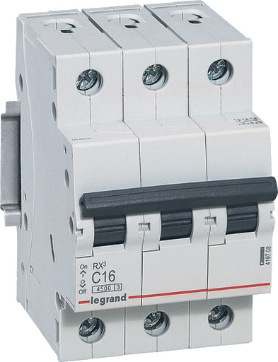Legrand 4 stk RX³ MCB automatsikring C16 3P 3M 4,5kA