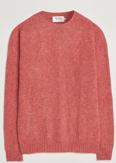 Harley Of Scotland Brushed Supersoft Lambswool Crewneck Tea Rose Harley Of Scotland Brushed Supersoft Lambswool Crewneck Tea Rose