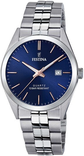 Festina Herreklokke F20437 B Classic Blå/Stål Ø40 mm Festina Herreklokke F20437 B Classic Blå/Stål Ø40 mm