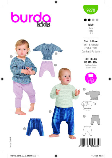 Burda 9278 - Bukse og genser EUR: 56-86, US 1M-18M