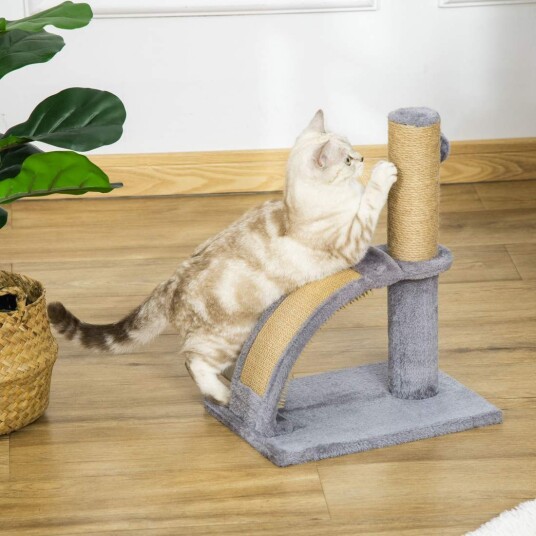 Northio Kløestolpe For Grå Katt Med Massasje Og Brett