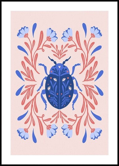 Folk Art Beetle Poster Plakat / 21x30cm Folk Art Beetle Poster Plakat / 21x30cm
