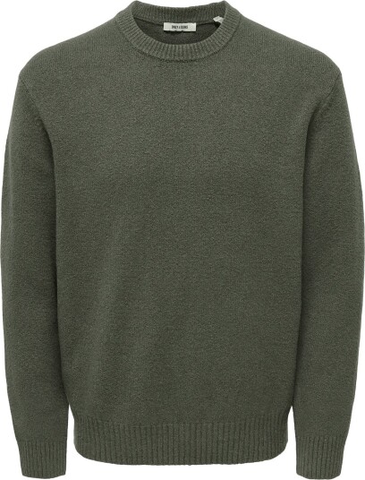 ONLY & SONS Onsjames Rlx Crew Knit Noos   Khaki green   S