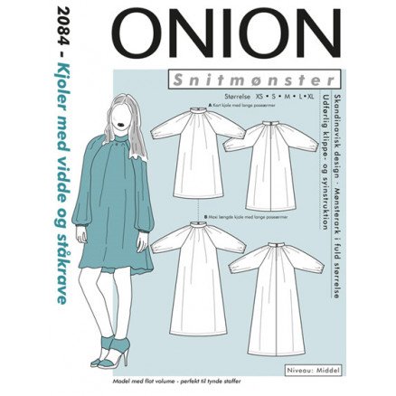 ONION Snittmønster 2084 Kjole med Vidde og Ståkrage Str XS XL