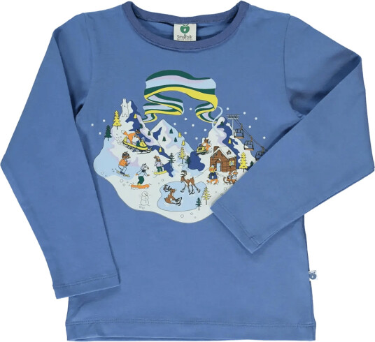 Småfolk Long Sleeved Top With Winter Landscape Blue 122 128