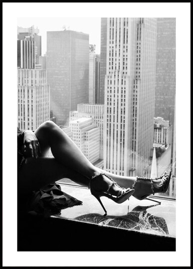 High Heels City Skyline Black and White Fashion Plakat Plakat / 21x30cm