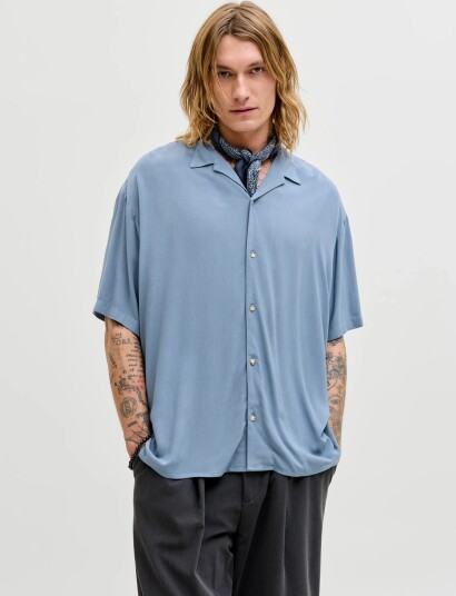 Jack & Jones Jjejeff Resort Solid Shirt Ss Sn Blue M Jack & Jones Jjejeff Resort Solid Shirt Ss Sn Blue M